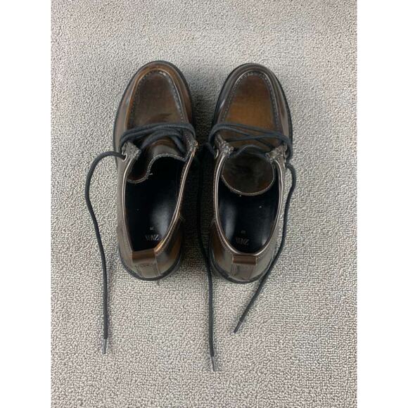 Zara Dress Shoes Women EU 39 Brown Lace Up Chunky Platform Sole Round Toe Oxford - Picture 5 of 9